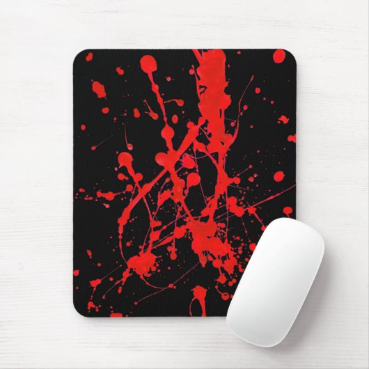 Mousepad, abstract, zwart, rood, besproeid muismat (Met muis)