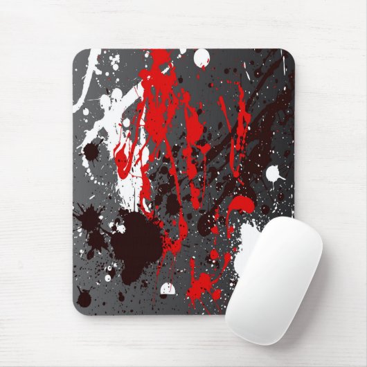 Mousepad, abstract, zwart, rood, grijs, wit muismat (Met muis)