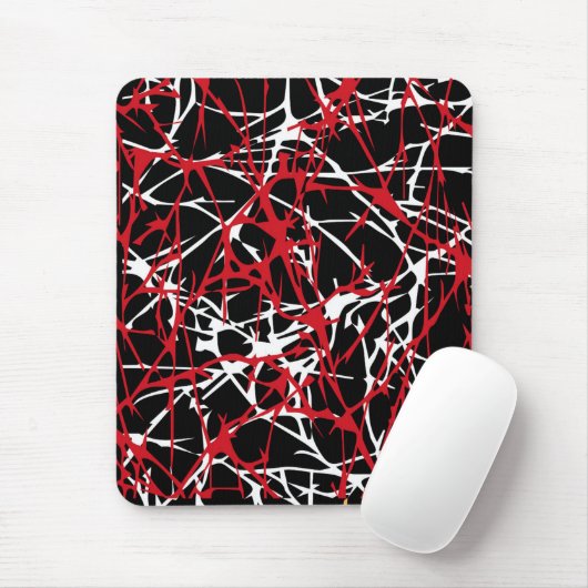 Mousepad, abstract, zwart, rood, wit muismat (Met muis)