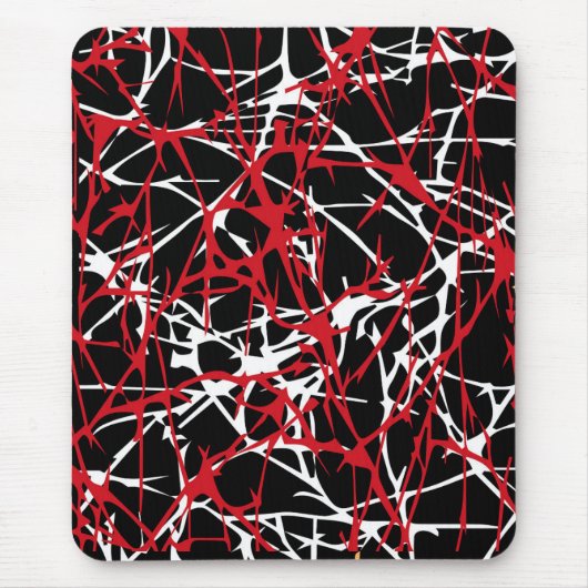 Mousepad, abstract, zwart, rood, wit muismat (Voorkant)