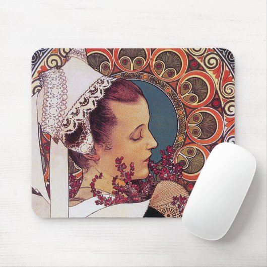 Mousepad: Alphonse Mucha - Art Nouveau Muismat (Met muis)