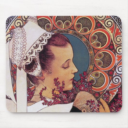 Mousepad: Alphonse Mucha - Art Nouveau Muismat (Voorkant)