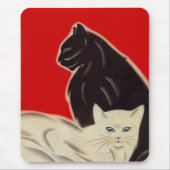 Mousepad Art Deco Cats Sharp Red Black White Muismat (Voorkant)