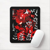 Mousepad Aziatische Bloemen Rode Vogels Muismat (Met muis)