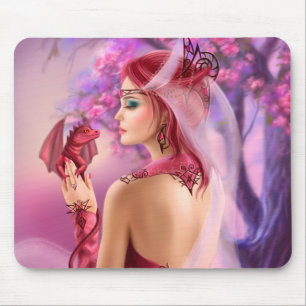 Mousepad Beauful fantasy women koningin and dragon Muismat
