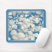 Mousepad Blauw Antiek Bloemen Muismat (Met muis)
