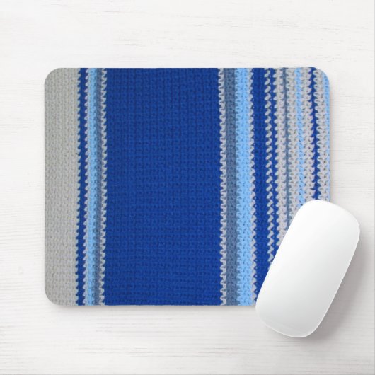 Mousepad - Blauwe Stripes in Crochet Muismat (Met muis)