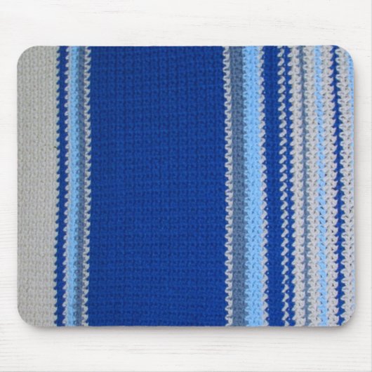 Mousepad - Blauwe Stripes in Crochet Muismat (Voorkant)