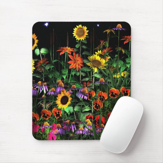 Mousepad Bloemen 's nachts Half 2 Muismat (Met muis)