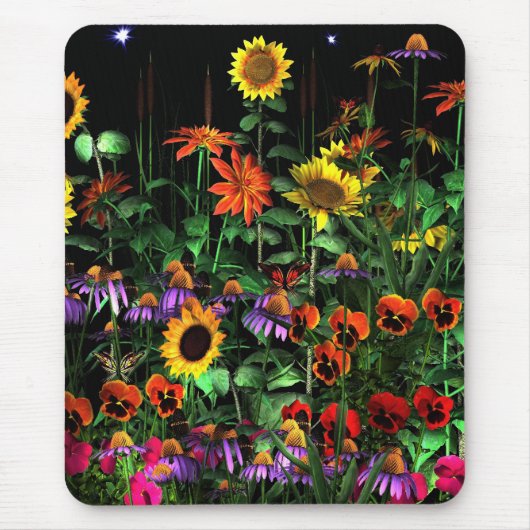 Mousepad Bloemen 's nachts Half 2 Muismat (Voorkant)