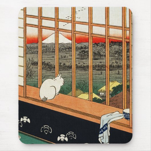 Mousepad: Cat on Window van Hiroshige 歌川広 重 Muismat (Voorkant)