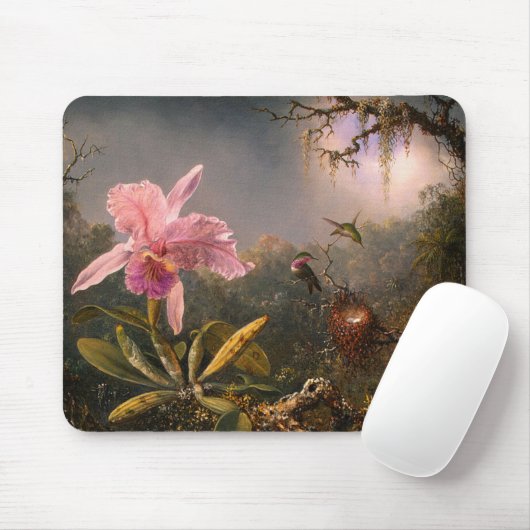 Mousepad: Cattleya Orchid & Drie kolibries Muismat (Met muis)