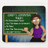 Mousepad: Cindy's computerregels Muismat (Voorkant)
