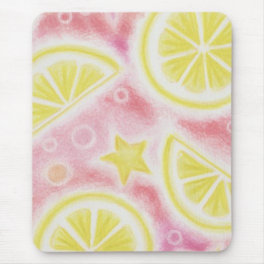 Mousepad 'Citroenen' Roze limonade Muismat (Voorkant)