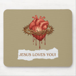 Mousepad Cristão com Frase "Jesus Loves You" Muismat