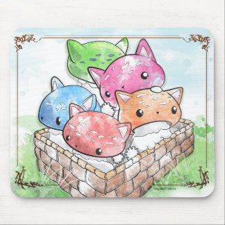 Mousepad Cute Cat Mushrooms in een mandje Muismat