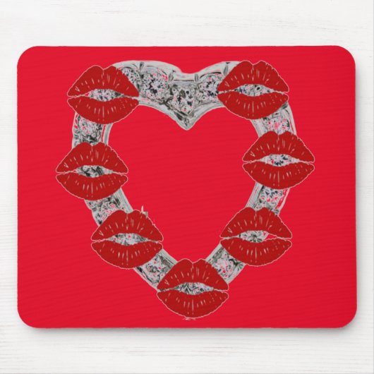 Mousepad Diamond Heart Kisses Muismat (Voorkant)