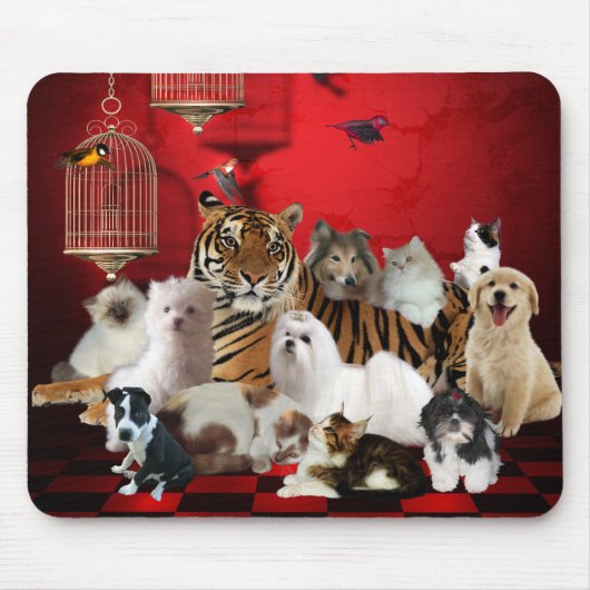Mousepad Dieren Tijger Katten Honden 3 Muismat (Voorkant)