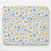 Mousepad: Ditzy White Daisies op blauw Muismat (Voorkant)