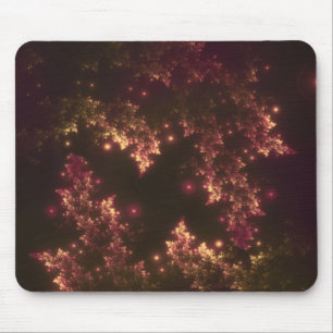 Mousepad Fractal Leaves Red Glow Muismat
