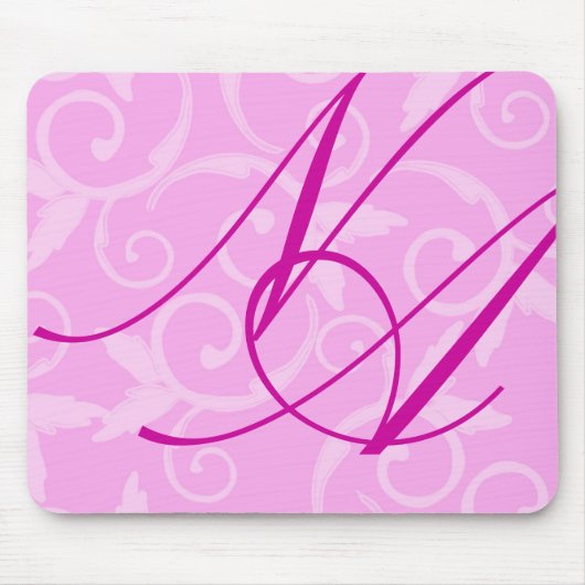 Mousepad - Girly Swirl Monogram Muismat (Voorkant)