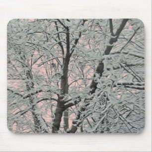 Mousepad grote boom in de sneeuw muismat