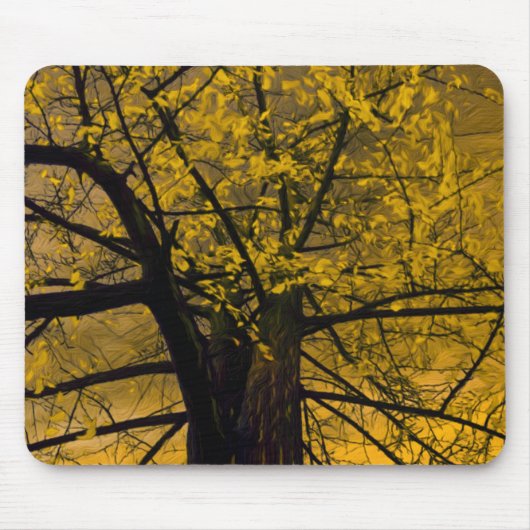 Mousepad Herfst Yellow Tree Painting Muismat (Voorkant)