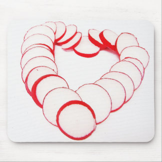 Mousepad Herz aus Radieschenscheiben Muismat