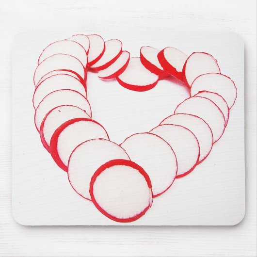 Mousepad Herz aus Radieschenscheiben Muismat (Voorkant)
