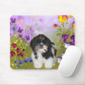 Mousepad hond Shih Tzu op gekleurde bloemen Muismat (Met muis)