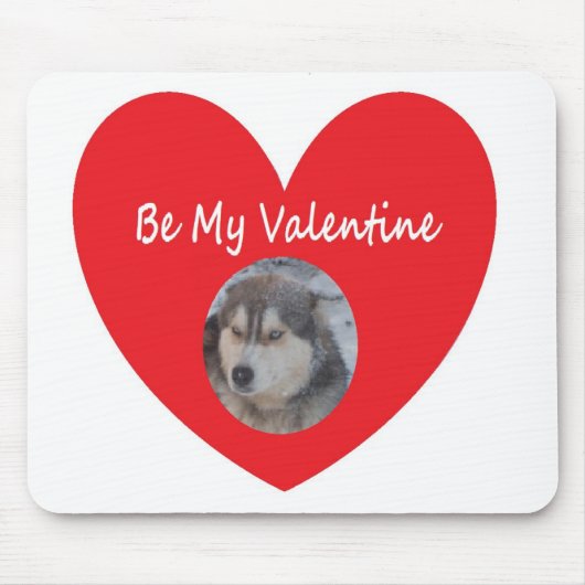 Mousepad Husky Heart Red Wees mijn Valentijn Muismat (Voorkant)