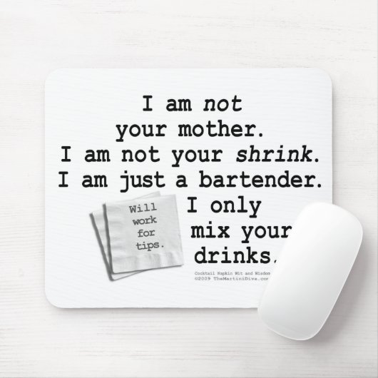 Mousepad - IK BEN BARTENDER Muismat (Met muis)