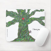 Mousepad - ik hou van je - boom met karakter muismat (Met muis)