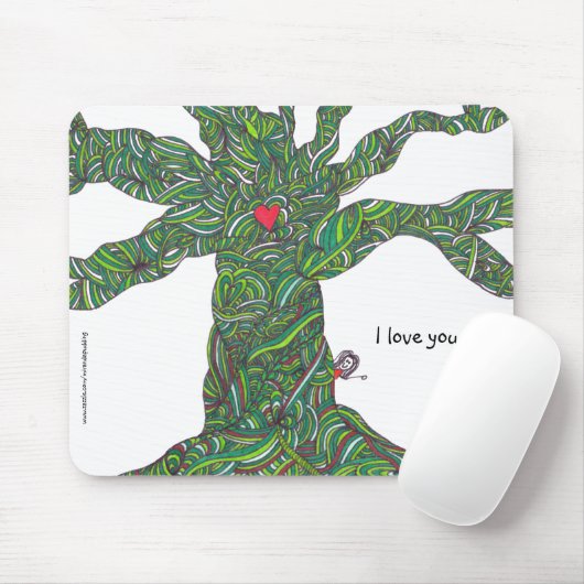 Mousepad - ik hou van je - boom met karakter muismat (Met muis)