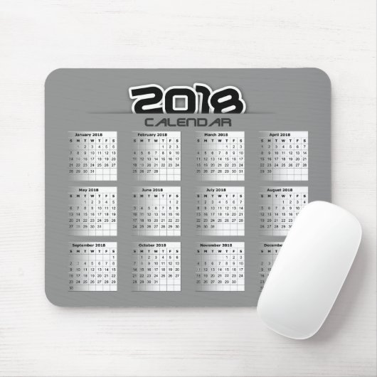 Mousepad Kalender 2018 Muismat (Met muis)