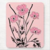 Mousepad  kunst roze klaprozen muismat (Voorkant)