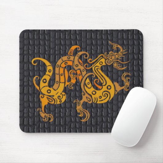 Mousepad Leather Gold Dragon (25-006) Muismat (Met muis)
