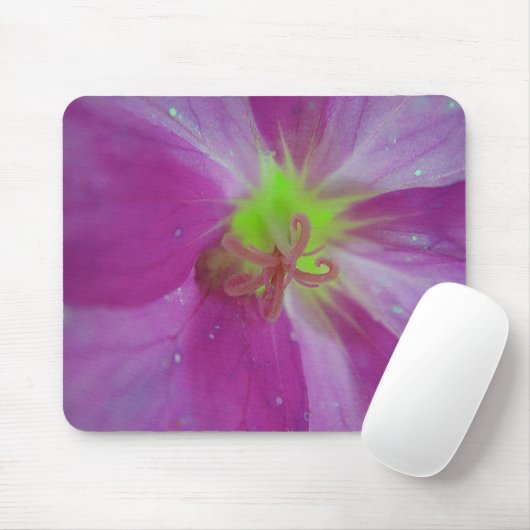 Mousepad lila Blütenzentrum mit hellgrünem Stern Muismat (Met muis)