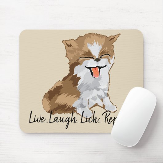 Mousepad Live Laugh Lick Repeat/Furry Kitten Muismat (Met muis)