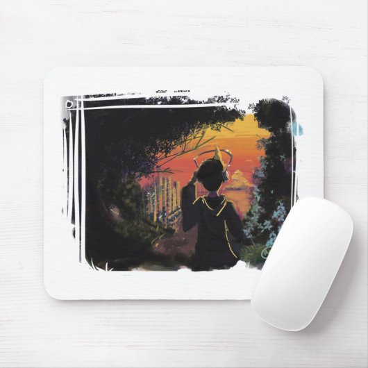 Mousepad - lo-fi zonsondergang door micgurro muismat (Met muis)
