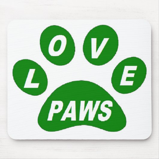 Mousepad Love Paws on Paws Green Muismat (Voorkant)