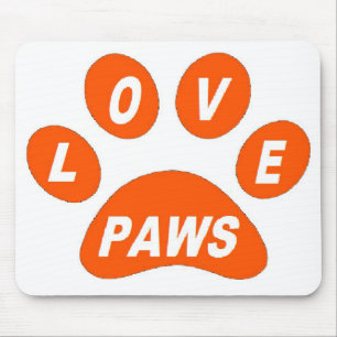 Mousepad Love Paws on Paws Oranje Muismat