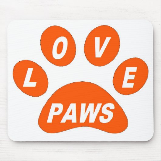 Mousepad Love Paws on Paws Oranje Muismat (Voorkant)