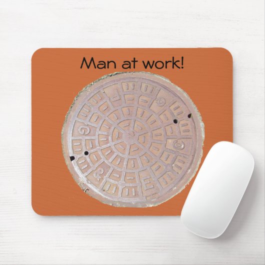 Mousepad - Man op het werk (mangat) Muismat (Met muis)