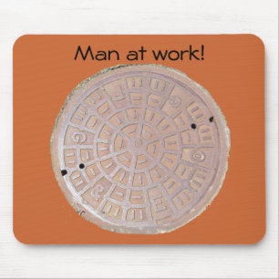 Mousepad - Man op het werk (mangat) Muismat