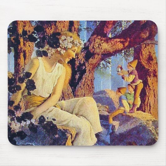 Mousepad: Meisje met elfen - door Maxfield Parrish Muismat (Voorkant)
