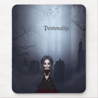 Mousepad met Creepy Gothic Girl in Graveyard Muismat