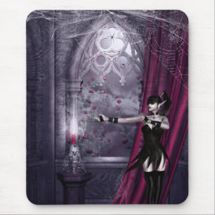 Mousepad met Gothic Fantasy Girl in Spooky Room Muismat
