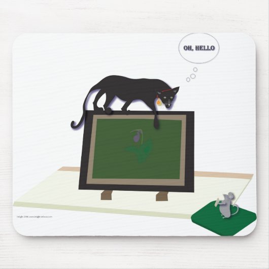 Mousepad met kat en muis muismat (Voorkant)