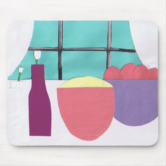 Mousepad met Kitchen Window en Bowls Muismat (Voorkant)